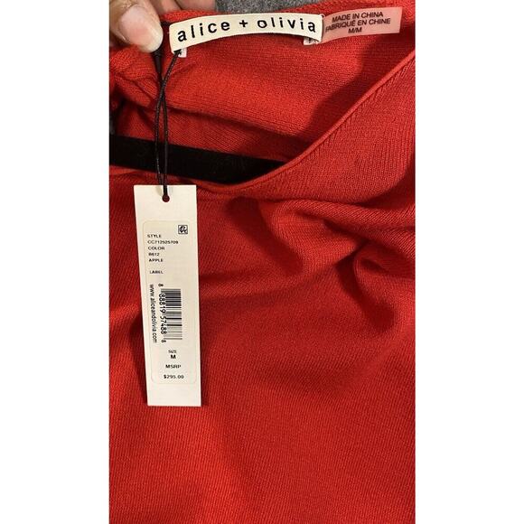 Alice & Olivia Sweater Womens Medium Red Open Back With Bows Holiday - Picture 14 of 16